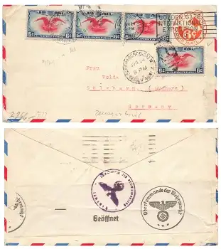 US Air Mail auf Ganzsache Zensur Geöffnet Oberkommando der Wehrmacht o San Francisco 24.6.1940 Golden Gate International Exposition