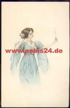 Frau mit Spiegel Künstlerkarte M. M. Vienne Nr. 438 M. Munk ca. 1920