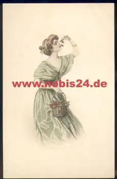 Frau mit Kirschen Künstlerkarte M. M. Vienne Nr. 438 M. Munk *ca. 1920