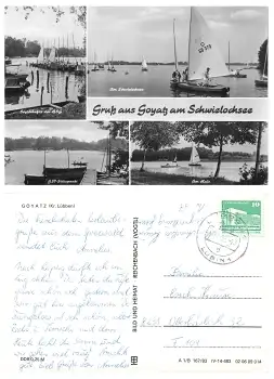 15913 Goyatz Schwielochsee zweisprachiger Stempel Lübben1-Lubin1 8.6.1983