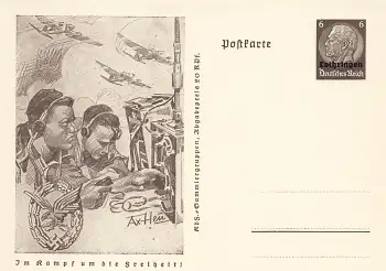 Lothringen 6 Pfennig Hindenburg Ganzsache P242 Im Kampf um die Freiheit Funker 1940 *