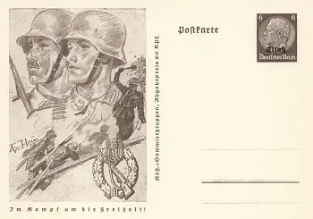 Elsaß 6 Pfennig Hindenburg Ganzsache P242 Im Kampf um die Freiheit Infanterie 1940 *