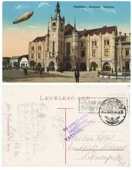 Munkacs Zeppelin Von der Armee im Felde Zensurstempel Budapest o 18.9.1915