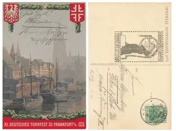 Frankfurt Main XI. deutsches Turnfest 1908 Privatganzsache  Sonderstempel 20.7.1908