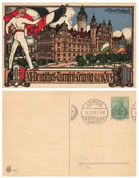 Leipzig XII. Deutsches Turnfest 1913 Privatganzsache Sonderstempel 15.7.1913