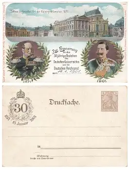 Versailles 30 Jahre Kaiserproklamation Privatganzsache Kaiser Wilhelm 1901 *