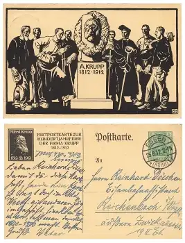 Essen Festpostkarte zur Hundertjahrfeier der Firma Krupp Privatganzsache o 25.8.1912