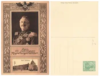 Kaiser Wilhelm II 25 jähriges Regierungsjubiläum Berlin Privatganzsache PP27C234 1913 *