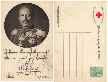 Kaiser Wilhelm II zu Gunsten des Roten Kreuzes Privatganzsache 1914 *