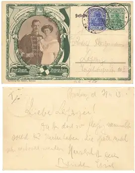 Braunschweig Einzug des Herzogpaares Enst August und Victoria Luise Privatganzsache PP27D11 Sonderstempel 3.11.1913