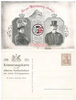 Württemberg silberne Hochzeit des Königspaares Privatganzsache PP23C17 1911 *