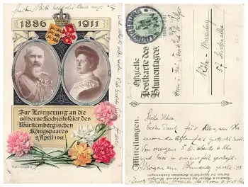 Württemberg Blumentag silberne Hochzeit des Königspaares Privatganzsache PP27C125 o Ludwigsburg 4.11.1911