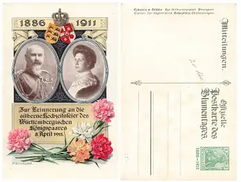 Württemberg Blumentag silberne Hochzeit des Königspaares Privatganzsache PP27C125  1911 *