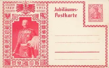 Kaiser Wilhelm II 25 Jähriges Regierungsjubiläum Privatganzsache PP32C35 1913 *