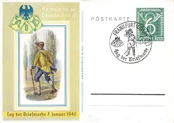 Tag der Briefmarke 1940 Ganzsache P288 Sonderstempel Frankfurt Oder 7.1.1940