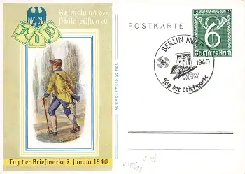 Tag der Briefmarke 1940 Ganzsache P288 Sonderstempel Berlin NW40 7.1.1940