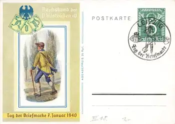 Tag der Briefmarke 1940 Ganzsache P288 Sonderstempel Leipzig 7.1.1940