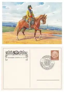 Kursächsischer Postillion Privatganzsache Sonderstempel Heimatwerk Sachsen 2.9.1938