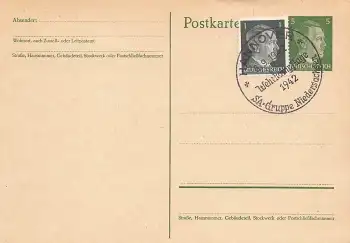 Adolf Hitler 5 Pfennig Ganzsache Sonderstempel Hannover 6.9.1942 Wehrkampftage der SA-Gruppe