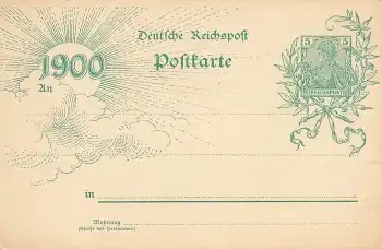 Neujahrskarte 1900 Ganzsache 5 Pfennig Reichspost *