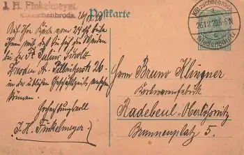 Germania 30 Pfennig Ganzsache Deutsches Reich o Kötzschenbroda 26.12.1920