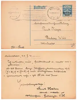Bayern 30 Pfennig Ganzsache P128 Deutsches Reich auf o München 21.2.1921