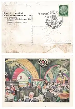 Berlin Bräustübl am Zoo Sonderstempel Staatstreffen Mussolini Hitler 29.9.1937