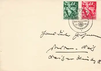 Machtergreifung Michel 660 661 auf Karte Sonderstempel Leipzig 30.1.1938