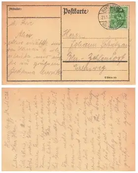 Posthorn Michel 232 P Deutsches Reich Einzelfrankatur auf Postkarte o Hakenberg 21.5.1923
