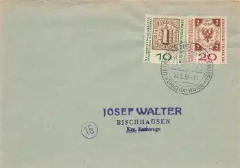 BRD Interposta Michel 310 311 auf Erstagsbrief FDC o Waldkappel 22.5.1959