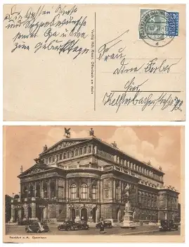 BRD Posthorn Michel 127 Einzelfrankatur auf Karte Frankfurter Oper o 25.2.1952