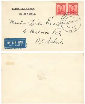 New Zealand KING GEORGE FDC o Auckland 1.7.1938