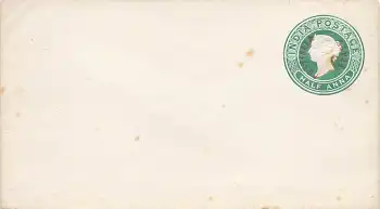 Puttialla State India Postage Half Anna Ganzsachenbrief  1900 *