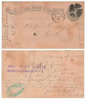 Canada Post Card One Cent Ganzsache o Toronto 13.4.1883
