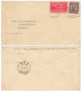 USA Two Cents Oriskany Saratoga auf Brief O 1928 nach Eisenach