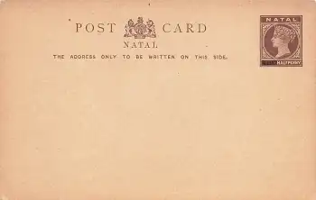 Natal Post Card Penny geschwärzt Halfpenny Ganzsache um 1880 *