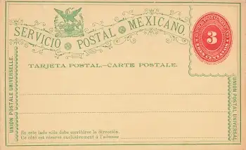 Mexico Tres Centavos Ziffer Ganzsache um 1890 *