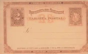 El Salvador Dos Cervantos Ganzsache 1890 *