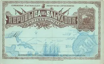 El Salvador Dos Cervantos Ganzsache 1892 *