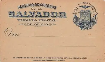 El Salvador De Oficio Ganzsache 1895*