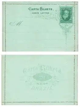 Brasil Carta Bilhete (Carte Lettre) 200 Reis Kartenbrief um 1890 *