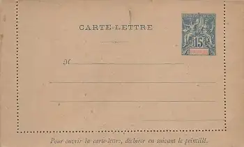 Martinique Francaiso Colonies Postes 15 Cent Carte Lettre Kartenbrief 1892 *