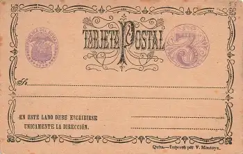 Ecuador Tarjeta Postal Tres Centavos Ganzsache 1884 *