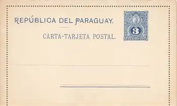 Paraquay Carta Tarjeta Postal 3 Centavos Kartenbrief 1890 *