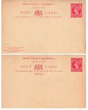 Nevis Post Card Antwort Ganzsache Victoria 1882 *