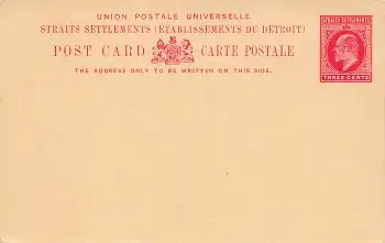 Straits Settlements Post Card Three Cents Edward Ganzsache 1903 *