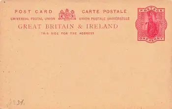 Great Britain and Ireland One Penny Victoria Ganzsache um 1890 *