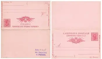 Italien Cartonlina Postale Sette e Mezzo Antwort Ganzsache 1897 *