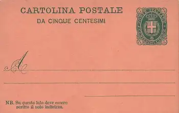 Italien Cartonlina Postale Da Cinque Centesimi Ganzsache 1889 *