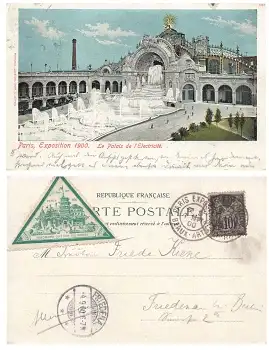 Paris Exposition 1900 Le Palais de L Electricite Ausstellungstempel 8.9.1900 Vignette